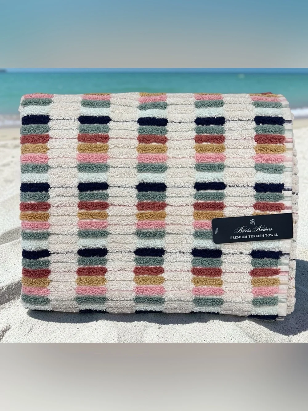 Brooks Brothers Premium Turkish BATH Towel Mosaic Tiles 30 x 54 Cotton